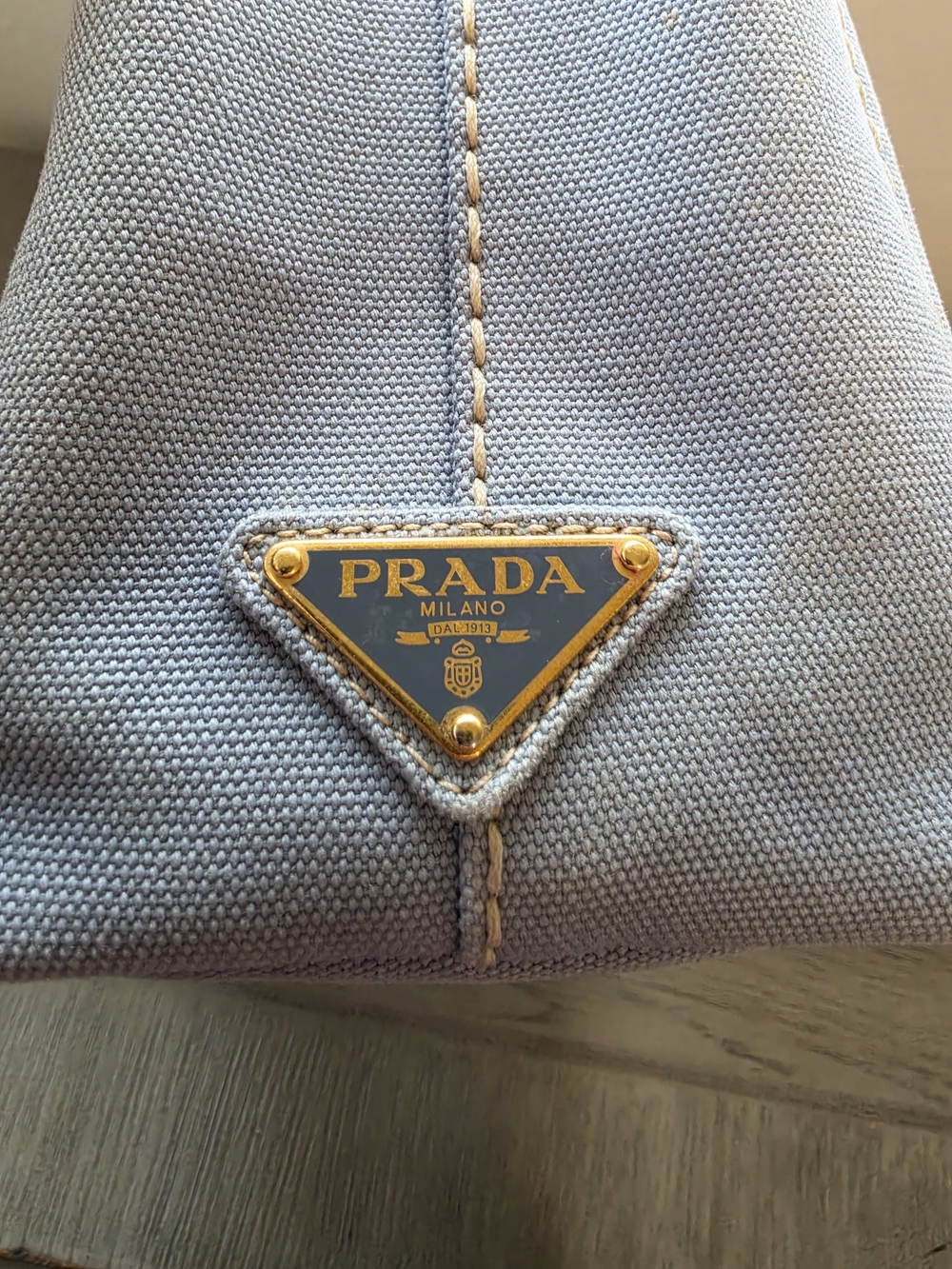 Prada Canapa Mini Light Denim Blue Canvas Tote - Picture 10 of 12